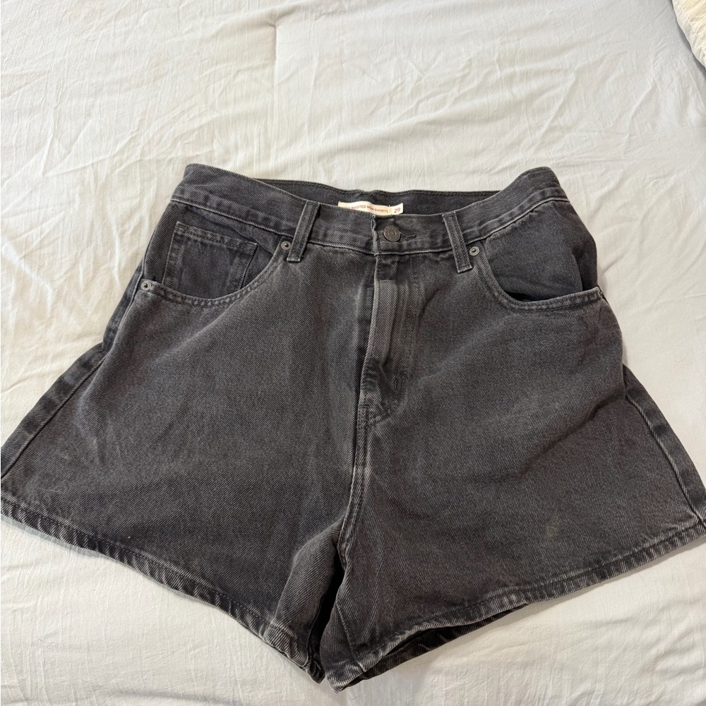 Levi's Black High-Waist Vintage Wash Denim Shorts